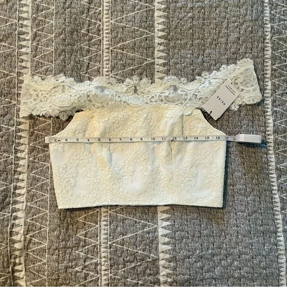 Reiss Evora Bardot Lace Off Shoulder Crop Top White NWT Size 8 Bridal - Picture 6 of 11